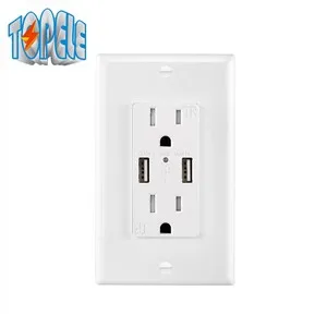 Smart High Speed ​​USB Charger 15A Tamper Resistant Outlet Indoor Use